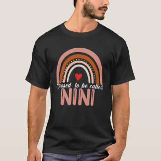 Cute Blessed To Be Called Nini Rainbow Women Mothe T-Shirt