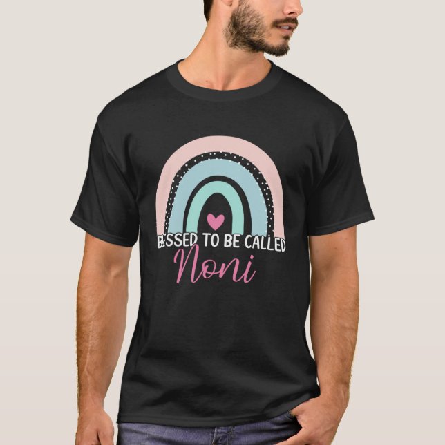 Cute Blessed To Be Called Noni Boho Rainbow Mom Gr T-Shirt (Front)