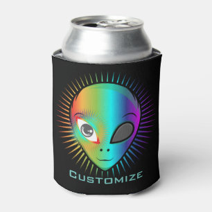 Cute Blinking Alien Head Thunder_Cove Can Cooler