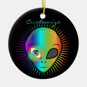 Cute Blinking Alien Head Thunder_Cove Ceramic Tree Decoration