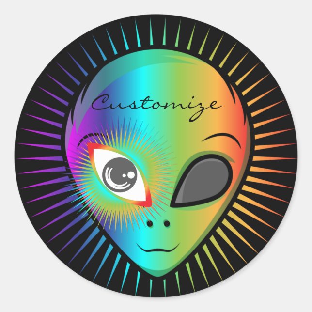 Cute Blinking Alien Head Thunder_Cove Classic Round Sticker (Front)