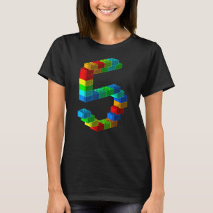 Cute Block Building 5th Birthday 5 Years Old Boys T-Shirt