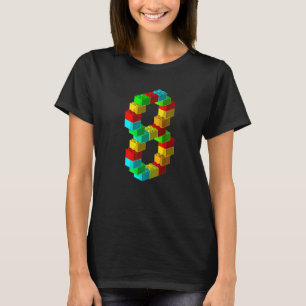 Cute Block Building 8th Birthday 8 Years Old Boys T-Shirt