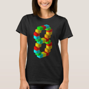 Cute Block Building 8th Birthday Gift 8 Years Old T-Shirt