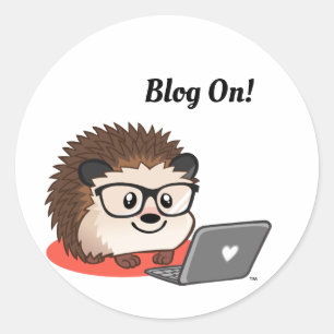 Cute Blogging Geeky Hedgehog On A Laptop Sticker