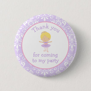 Cute Blonde Ballerina Birthday Party 6 Cm Round Badge
