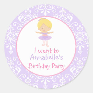 Cute Blonde Ballerina Birthday Party Classic Round Sticker