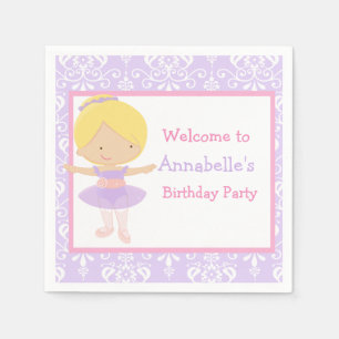Cute Blonde Ballerina Birthday Party Napkin