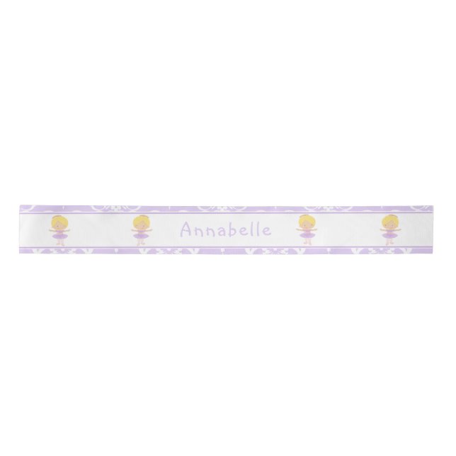 Cute Blonde Ballerina Gift Satin Ribbon (Front)
