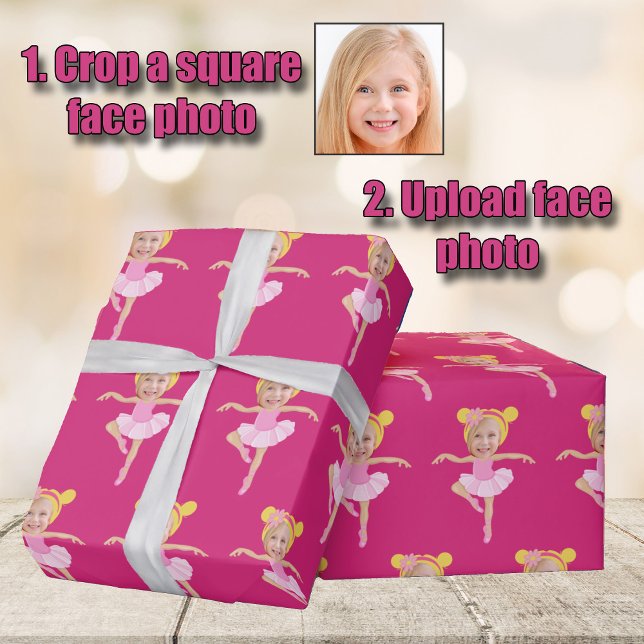 Cute Blonde Ballerina Girl Custom Kids Photo Wrapping Paper (Creator Uploaded)