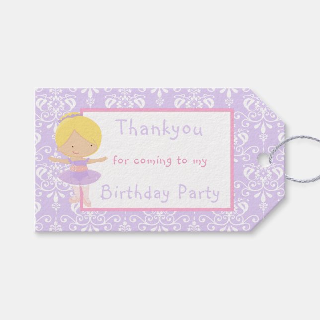 Cute Blonde Ballerina 'Thank You' Gift Tag (Front (Horizontal))