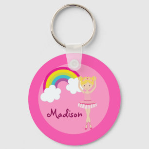 Cute Blonde Ballet Girl Custom Key Ring