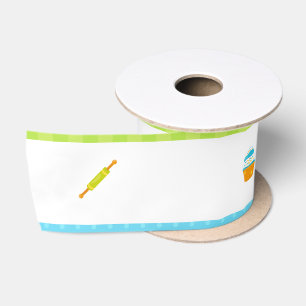 Cute Blonde Boy Baking Satin Ribbon