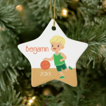 Cute Blonde Boy Basketball Personalised Christmas