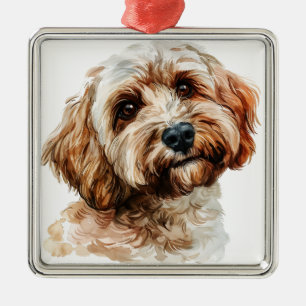 CUTE BLONDE COCKAPOO PUPPY DOG METAL TREE DECORATION