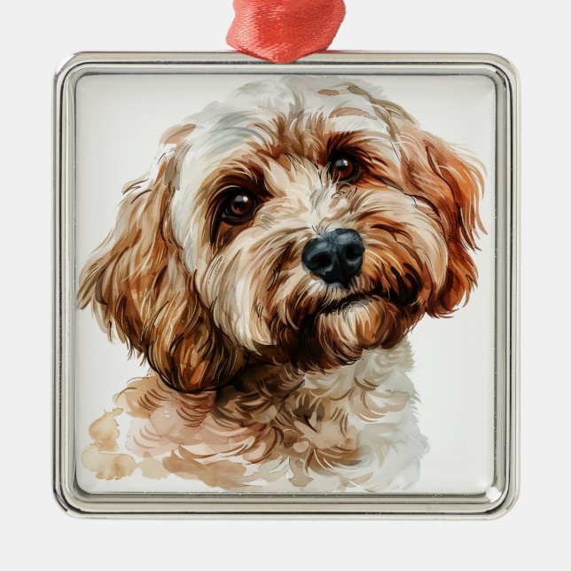CUTE BLONDE COCKAPOO PUPPY DOG METAL TREE DECORATION (Front)