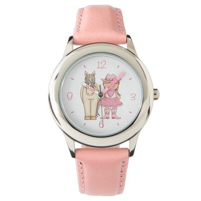Cute Blonde Cowgirl and Cream Horse Watch (Front)