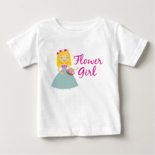 Cute Blonde Flower Girl Carrying Basket Wedding Baby T-Shirt
