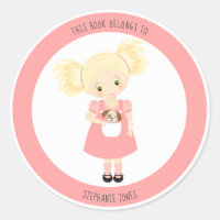 Cute Blonde Girl and Puppy This Book Belongs to