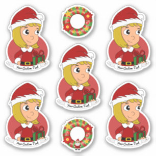 Cute blonde girl Christmas cartoon Sticker