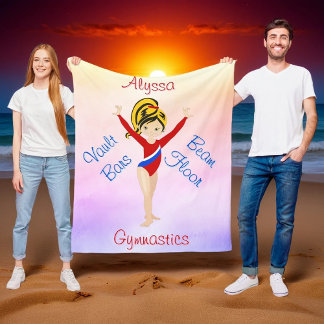 Cute Blonde Gymnast Hazel Eyes Gymnastics Design Fleece Blanket