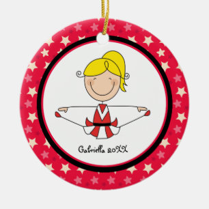 Cute Blonde Haired Cheerleader Christmas Ornament