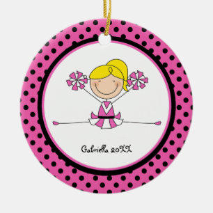 Cute Blonde Haired Cheerleader Christmas Ornament