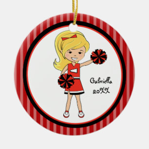 Cute Blonde Haired Cheerleader Christmas Ornament