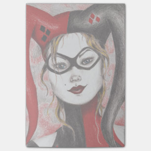 Cute Blonde Jester Girl Art Sticky Notes