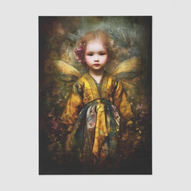 Cute Blonde Magical Child Fairy EG6L Decoupage Tissue Paper (Front)
