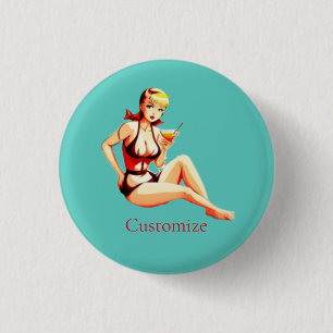 Cute Blonde Martini Bikini Girl Thunder_Cove  3 Cm Round Badge