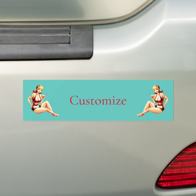 Cute Blonde Martini Bikini Girl Thunder_Cove  Bumper Sticker (On Car)