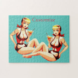 Cute Blonde Martini Bikini Girl Thunder_Cove  Jigsaw Puzzle
