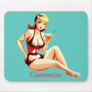 Cute Blonde Martini Bikini Girl Thunder_Cove Mouse Mat