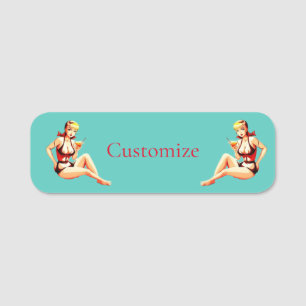 Cute Blonde Martini Bikini Girl Thunder_Cove  Name Tag