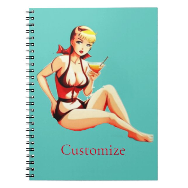 Cute Blonde Martini Bikini Girl Thunder_Cove  Notebook (Front)