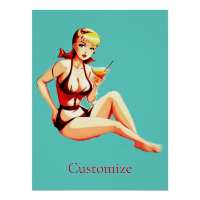 Cute Blonde Martini Bikini Girl Thunder_Cove  Poster (Front)