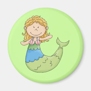 Cute Blonde Mermaid Girl Fish Design Magnet