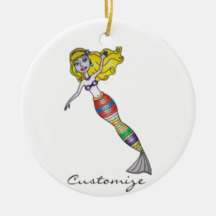 Cute Blonde Mermaid Thunder_Cove Ceramic Ornament