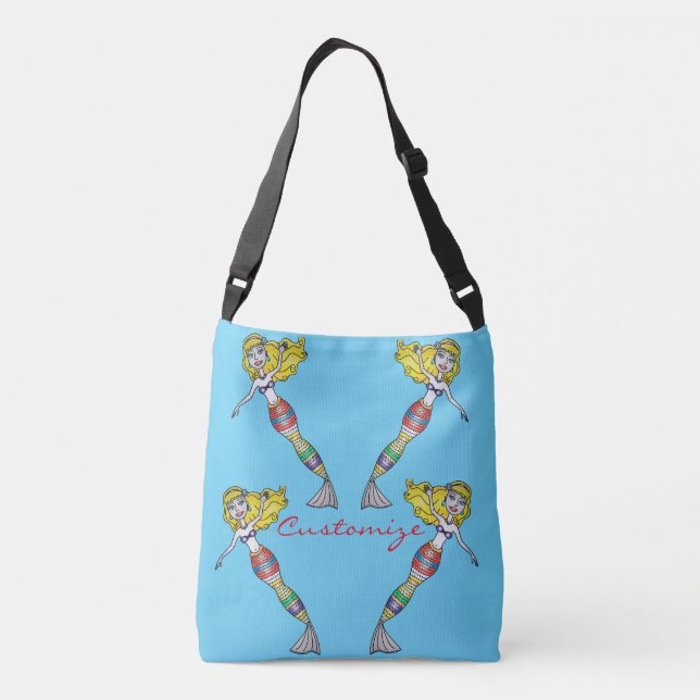 Cute Blonde Mermaid Thunder_Cove Crossbody Bag (Back)