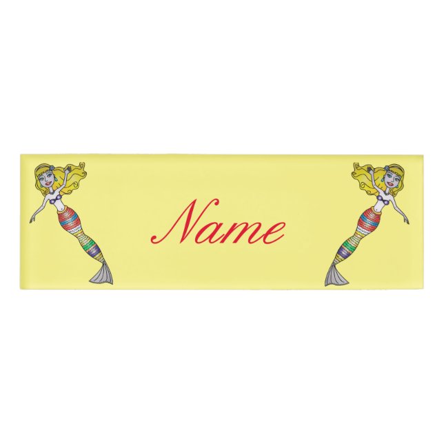Cute Blonde Mermaid Thunder_Cove Name Tag (Front)
