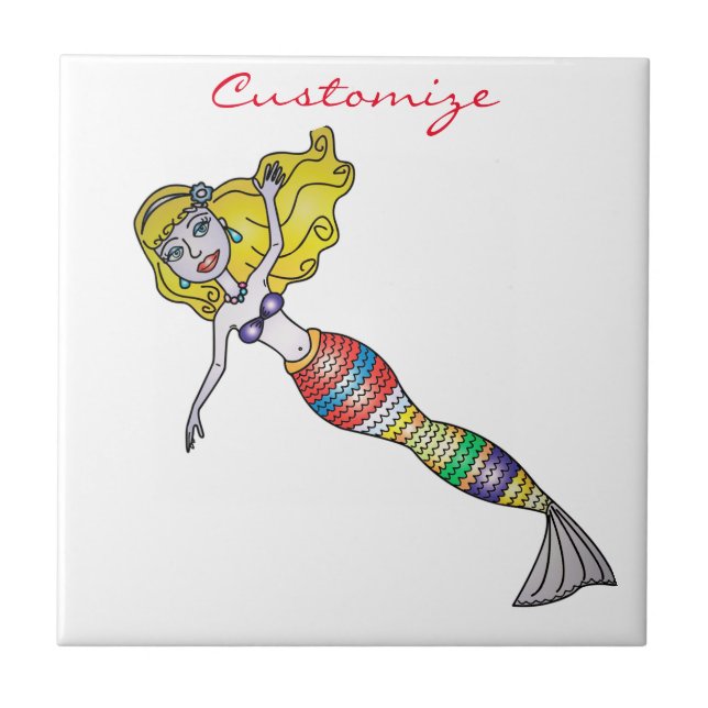 Cute Blonde Mermaid Thunder_Cove Tile (Front)