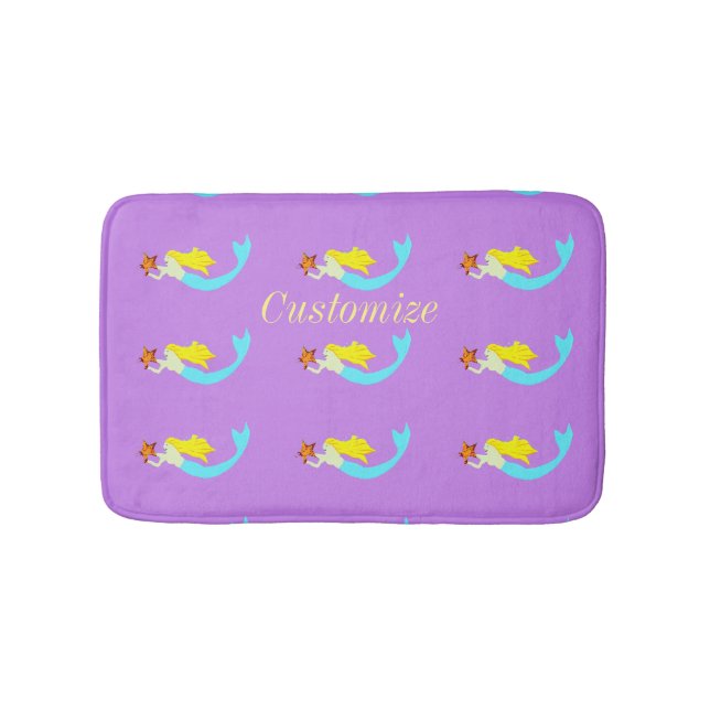 Cute Blonde Mermaid with Star Thunder_Cove Bath Mat (Front)