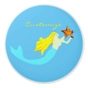 Cute Blonde Mermaid with Star Thunder_Cove Ceramic Knob