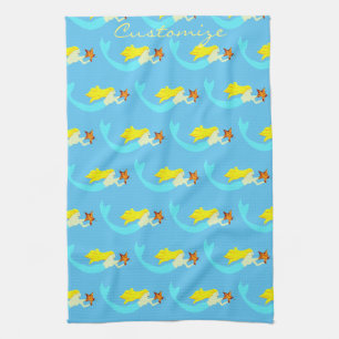 Cute Blonde Mermaid with Star Thunder_Cove Tea Towel