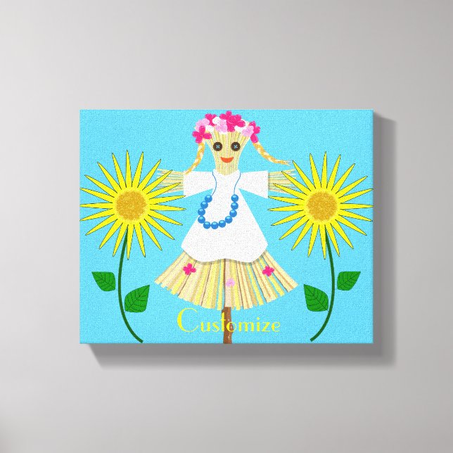 Cute Blonde Pigtails Scarecrow  Canvas Print (Front)