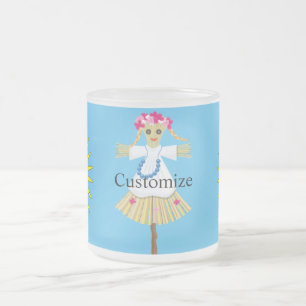 Cute Blonde Pigtails Scarecrow Frosted Glass Coffee Mug