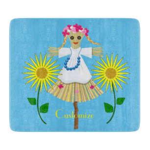 Cute Blonde Pigtails Scarecrow Thunder_Cove Cutting Board