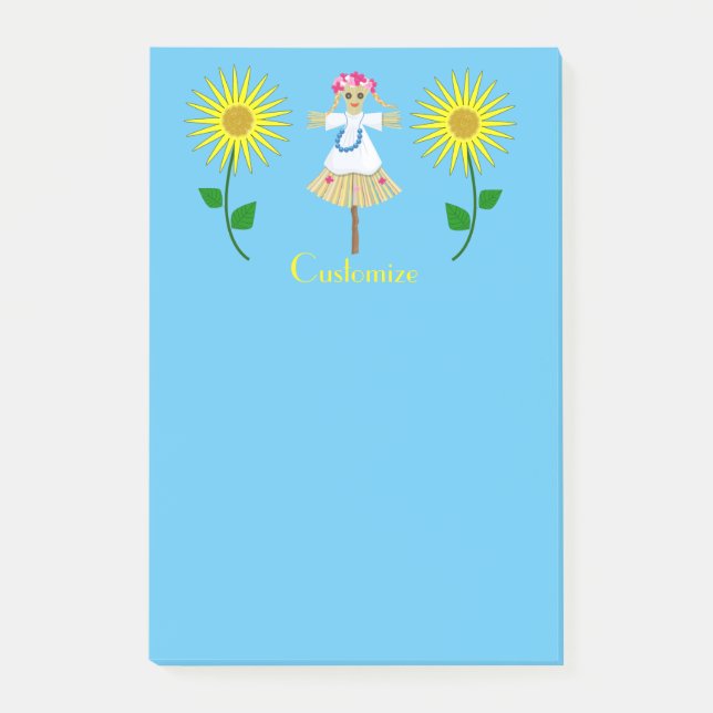 Cute Blonde Pigtails Scarecrow Thunder_Cove Post-it Notes (Front)