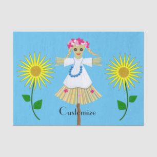Cute Blonde Pigtails Scarecrow Tissue Paper